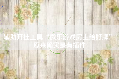 辅助开挂工具“微乐游戏房主给好牌”(原来确实是有插件)