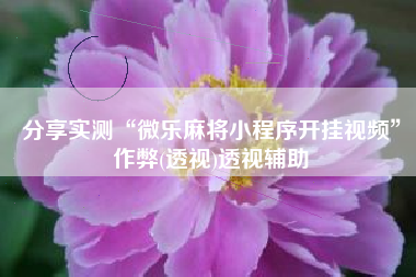 分享实测“微乐麻将小程序开挂视频”作弊(透视)透视辅助