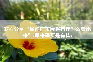 教程分享“雀神广东麻将有挂怎么看出来	”(原来确实是有挂)