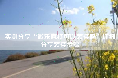 实测分享“微乐麻将可以装挂吗	”详细分享装挂步骤