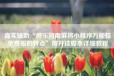 真实辅助“微乐河南麻将小程序万能挂免费版的特点”附开挂脚本详细教程