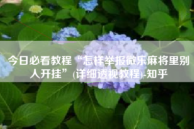 今日必看教程“怎样举报微乐麻将里别人开挂”(详细透视教程)-知乎