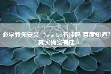 必学教你安装“wepoker有挂吗 百度知道	”其实确实有挂