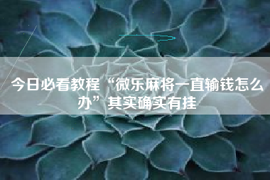 今日必看教程“微乐麻将一直输钱怎么办”其实确实有挂