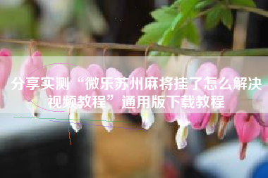 分享实测“微乐苏州麻将挂了怎么解决视频教程	”通用版下载教程