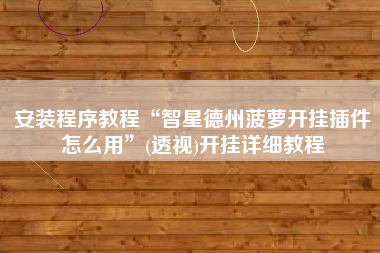 安装程序教程“智星德州菠萝开挂插件怎么用	”(透视)开挂详细教程