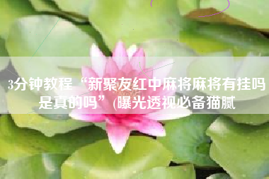 3分钟教程“新聚友红中麻将麻将有挂吗是真的吗”(曝光透视必备猫腻