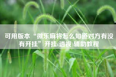 可用版本“微乐麻将怎么知道对方有没有开挂	”开挂(透视)辅助教程